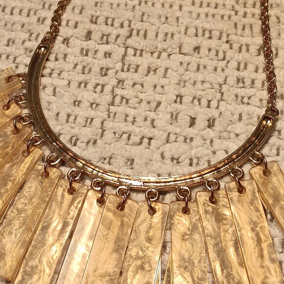 3 pc statement jewelry lot - necklace, calf hair bracelet, tear drop earrings - Picture 4 of 16